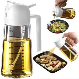 16oz/470ml Glass Olive Oil Sprayer for Cooking 2 in 1 Olive Oil Dispenser Bottle for Kitchen Gadgets and Air Fryer Accessories, Salad, BBQ - White 16oz/470ml Glass Olive Oil Sprayer for Cooking 2 in 1 Olive Oil Dispenser Bottle for Kitchen Gadgets and Air Fryer Accessories, Salad, BBQ - White