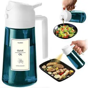 16oz/470ml Blue Glass Olive Oil Sprayer for Cooking - 2 in 1 Olive Oil Dispenser for Kitchen Gadgets, Air Fryer, Salad, and BBQ - White 16oz/470ml Blue Glass Olive Oil Sprayer for Cooking - 2 in 1 Olive Oil Dispenser for Kitchen Gadgets, Air Fryer, Salad, and BBQ - White