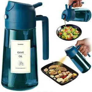 16oz/470ml Blue Glass Olive Oil Sprayer for Cooking - 2 in 1 Olive Oil Dispenser for Kitchen Gadgets, Air Fryer, Salad, and BBQ - Navy 16oz/470ml Blue Glass Olive Oil Sprayer for Cooking - 2 in 1 Olive Oil Dispenser for Kitchen Gadgets, Air Fryer, Salad, and BBQ - Navy