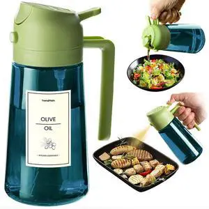 16oz/470ml Blue Glass Olive Oil Sprayer for Cooking - 2 in 1 Olive Oil Dispenser for Kitchen Gadgets, Air Fryer, Salad, and BBQ - Green 16oz/470ml Blue Glass Olive Oil Sprayer for Cooking - 2 in 1 Olive Oil Dispenser for Kitchen Gadgets, Air Fryer, Salad, and BBQ - Green