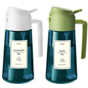 16oz/470ml Blue Glass Olive Oil Sprayer for Cooking - 2 in 1 Olive Oil Dispenser for Kitchen Gadgets, Air Fryer, Salad, and BBQ - White & Green 16oz/470ml Blue Glass Olive Oil Sprayer for Cooking - 2 in 1 Olive Oil Dispenser for Kitchen Gadgets, Air Fryer, Salad, and BBQ - White & Green