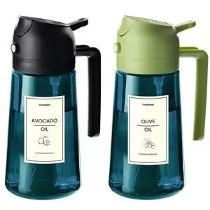 16oz/470ml Blue Glass Olive Oil Sprayer for Cooking - 2 in 1 Olive Oil Dispenser for Kitchen Gadgets, Air Fryer, Salad, and BBQ - Black & Green 16oz/470ml Blue Glass Olive Oil Sprayer for Cooking - 2 in 1 Olive Oil Dispenser for Kitchen Gadgets, Air Fryer, Salad, and BBQ - Black & Green