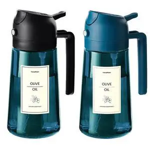 16oz/470ml Blue Glass Olive Oil Sprayer for Cooking - 2 in 1 Olive Oil Dispenser for Kitchen Gadgets, Air Fryer, Salad, and BBQ (1 Pack, Black & Navy) 16oz/470ml Blue Glass Olive Oil Sprayer for Cooking - 2 in 1 Olive Oil Dispenser for Kitchen Gadgets, Air Fryer, Salad, and BBQ (1 Pack, Black & Navy)