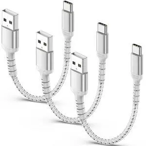 6 Inch USB C Cable for iPhone 15 Pro/Max, 3-Pack Braided USB A to USB C Cable Fast Charging Type C Cord for Samsung Galaxy S23 Google Pixel, Short USB C Charger Cable 0.5ft -Silver 6 Inch USB C Cable for iPhone 15 Pro/Max, 3-Pack Braided USB A to USB C Cable Fast Charging Type C Cord for Samsung Galaxy S23 Google Pixel, Short USB C Charger Cable 0.5ft -Silver
