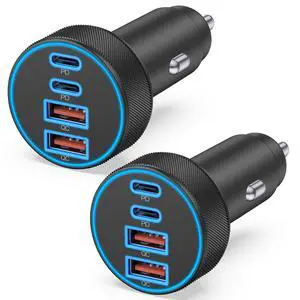 2 Pack Car Charger USB C, 4 in 1 90W Fast Charging 4-Port Car Phone Charger 2 Pack Car Charger USB C, 4 in 1 90W Fast Charging 4-Port Car Phone Charger