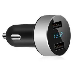 2 USB Car Charger,12V/24V Voltage Meter, Silver 2 USB Car Charger,12V/24V Voltage Meter, Silver