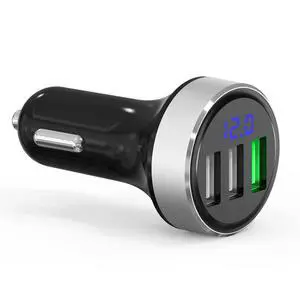 3 USB Car Charger,12V/24V Voltage Meter, Silver 3 USB Car Charger,12V/24V Voltage Meter, Silver