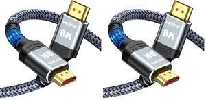 8K@60 Long HDMI Cable 15FT, 48Gbps 2.1 High Speed Gaming HDMI Cord 4K120 144Hz RTX 3090 eARC HDCP 2.2&2.3 Compatible for PS5, SoundBar, AVR, UHD TV (Pack of 2) 8K@60 Long HDMI Cable 15FT, 48Gbps 2.1 High Speed Gaming HDMI Cord 4K120 144Hz RTX 3090 eARC HDCP 2.2&2.3 Compatible for PS5, SoundBar, AVR, UHD TV (Pack of 2)