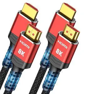 8K HDMI 2.1 Cable 2-Pack 6.6FT/2M, 48Gbps Ultra High Speed-Red 8K HDMI 2.1 Cable 2-Pack 6.6FT/2M, 48Gbps Ultra High Speed-Red
