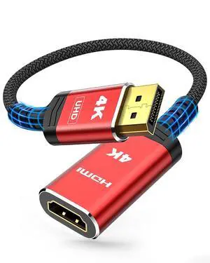 4K DisplayPort to HDMI Adapter, Uni-Directional (Red) 4K DisplayPort to HDMI Adapter, Uni-Directional (Red)