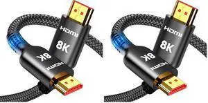 8K HDMI Cable 10FT, Ultra High Speed HDMI 2.1 Cord 48Gbps (Pack of 2) 8K HDMI Cable 10FT, Ultra High Speed HDMI 2.1 Cord 48Gbps (Pack of 2)