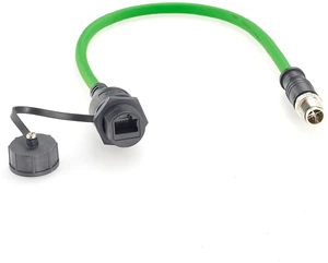 IP67 M12 8 Pin X-Code to RJ45 Female Panel Mount CAT6A Ethernet Cable (1FT) IP67 M12 8 Pin X-Code to RJ45 Female Panel Mount CAT6A Ethernet Cable (1FT)