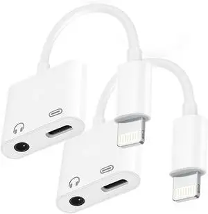 Lightning to 3.5mm Headphone Jack Adapter, Apple MFi Certified 2-in-1 Charger & Audio Dongle for iPhone 14/13/12/11/XS/XR, Charge & Listen,DAC Chip,Hi-Fi Sound,for Car Aux, Home, Travel (2, White) Lightning to 3.5mm Headphone Jack Adapter, Apple MFi Certified 2-in-1 Charger & Audio Dongle for iPhone 14/13/12/11/XS/XR, Charge & Listen,DAC Chip,Hi-Fi Sound,for Car Aux, Home, Travel (2, White)