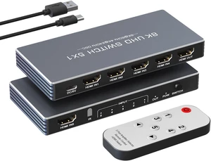 HDMI Switch 5 in 1 Out with Remote Support 8K@60Hz 4K@240Hz/144Hz/120Hz
2026 New 5 Port 8k HDMI 2.1 Switch Support 3D/HDR/HDCP2.3 for PS5/4 Xbox Nintendo Switch (EDID not supported) HDMI Switch 5 in 1 Out with Remote Support 8K@60Hz 4K@240Hz/144Hz/120Hz
2026 New 5 Port 8k HDMI 2.1 Switch Support 3D/HDR/HDCP2.3 for PS5/4 Xbox Nintendo Switch (EDID not supported)