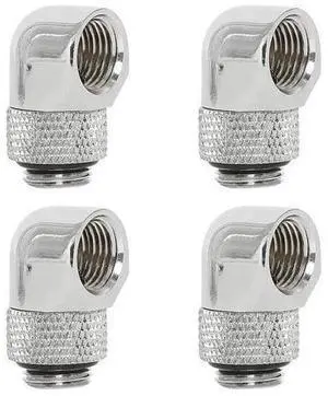 4 PCS Nickel-Plated Brass Silver Chrome G 1/4 Inch Male to Female 90 Degree Rotary Fitting Adapter for PC Water Cooling 4 PCS Nickel-Plated Brass Silver Chrome G 1/4 Inch Male to Female 90 Degree Rotary Fitting Adapter for PC Water Cooling