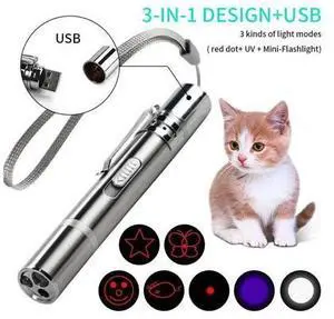 3 in 1 Laser Pointer Cat Pet Child Toys USB Rechargeable UV Torch Flashlight Mini Pet Training Dog Cat Pointer Teasing Pen 3 in 1 Laser Pointer Cat Pet Child Toys USB Rechargeable UV Torch Flashlight Mini Pet Training Dog Cat Pointer Teasing Pen
