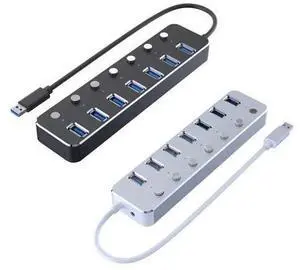 Alloy USB 3.0 Hub High Speed Powered 7 Port USB Extender Splitter with Individual On/Off Switches for Laptop Alloy USB 3.0 Hub High Speed Powered 7 Port USB Extender Splitter with Individual On/Off Switches for Laptop