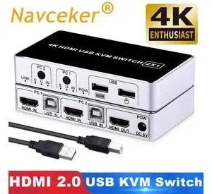 2020 4K 60Hz KVM Switch 2 Port KVM Switch USB PC Computer KVM Switch Keyboard Mouse Switcher Box for Laptop,PS4,Xbox 2020 4K 60Hz KVM Switch 2 Port KVM Switch USB PC Computer KVM Switch Keyboard Mouse Switcher Box for Laptop,PS4,Xbox