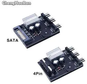 Computer PC Case CPU Cooler 3pin Cooling Fan Speed Temperature Controller Molex 4pin or SATA to 3 Way 3 Pin Fan Hub Computer PC Case CPU Cooler 3pin Cooling Fan Speed Temperature Controller Molex 4pin or SATA to 3 Way 3 Pin Fan Hub