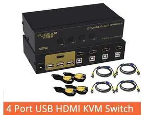 4 Port Kvm Switch USB Auto Hd 4 in 1out Switch Monitor Keyboard Mouse Sharer With Power Supply Send Cables FJ-401HUA 4 Port Kvm Switch USB Auto Hd 4 in 1out Switch Monitor Keyboard Mouse Sharer With Power Supply Send Cables FJ-401HUA