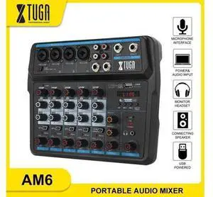 AM6 6 Channel Mini Audio Mixer DJ Console with Sound Card,Bluetooth,USB, 48V Phantom Power for PC Recording Singing Party AM6 6 Channel Mini Audio Mixer DJ Console with Sound Card,Bluetooth,USB, 48V Phantom Power for PC Recording Singing Party