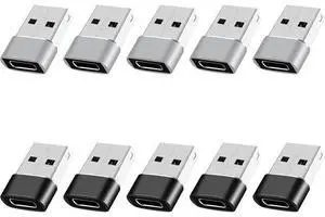 USB to USB C Adapter 10 Pack USB to USBC Adapter USB to USBC-C Adapter USB C Adapter USB A to USB C Adapter USB to USB C Converter for iPhone 15/14/13 Pro iPad Air AirPods and More Black+Grey USB to USB C Adapter 10 Pack USB to USBC Adapter USB to USBC-C Adapter USB C Adapter USB A to USB C Adapter USB to USB C Converter for iPhone 15/14/13 Pro iPad Air AirPods and More Black+Grey