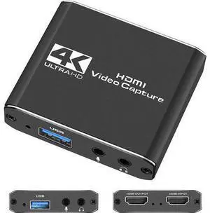 Capture Card, HDMI Audio Video Capture Card, 1080P 60FPS Video Recorder Capture Device Converter with Mic Input & Audio Output and 4K HD Loop-Out Work with Nintendo Switch/PS4/DSLR/OBS Capture Card, HDMI Audio Video Capture Card, 1080P 60FPS Video Recorder Capture Device Converter with Mic Input & Audio Output and 4K HD Loop-Out Work with Nintendo Switch/PS4/DSLR/OBS