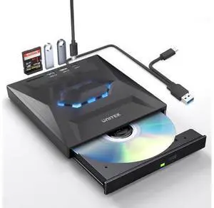 Unitek External CD DVD Drive, USB C Portable CD/DVD +/-RW Drive/DVD Player with SD Card Reader USB 3.0 USB C Hub CD ROM Burner Compatible with Laptop Desktop PC Windows Linux OS Apple Mac Unitek External CD DVD Drive, USB C Portable CD/DVD +/-RW Drive/DVD Player with SD Card Reader USB 3.0 USB C Hub CD ROM Burner Compatible with Laptop Desktop PC Windows Linux OS Apple Mac