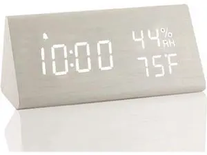 JALL Upgraded Digital Wooden Alarm Clock, with 3 Alarm Settings, Electronic LED Time Display, 3 Level Brightness & Temperature, Good for Bedroom, Bedside, Desk, Office, Kids and Families, White JALL Upgraded Digital Wooden Alarm Clock, with 3 Alarm Settings, Electronic LED Time Display, 3 Level Brightness & Temperature, Good for Bedroom, Bedside, Desk, Office, Kids and Families, White