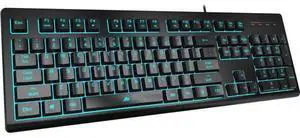 Light Up Quiet Gaming Keyboard - Membrane Silent Wired Keyboard with Low Profile Lighted Key for Computer, Windows PC Gamer - Full Size, Black Light Up Quiet Gaming Keyboard - Membrane Silent Wired Keyboard with Low Profile Lighted Key for Computer, Windows PC Gamer - Full Size, Black