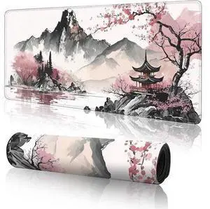 Watercolor Cherry Blossom Large Gaming Mouse Pad,Mouse Pad Gaming 31.5 x 11.8 in Mouse Mat Desk Pad,Large Desk Mat,Extended Keyboard Mousepad with Non-Slip Base and Stitched Edge for Desk Home Office Watercolor Cherry Blossom Large Gaming Mouse Pad,Mouse Pad Gaming 31.5 x 11.8 in Mouse Mat Desk Pad,Large Desk Mat,Extended Keyboard Mousepad with Non-Slip Base and Stitched Edge for Desk Home Office