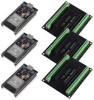 3 Set ESP32 Development Board Type C 38Pin Narrow Version WiFi + Bluetooth Microcontroller ESP-32 ESP-32S Board ESP-WROOM-32 with ESP32 Breakout Board GPIO 1 into 2 Terminal Screw Board 3 Set ESP32 Development Board Type C 38Pin Narrow Version WiFi + Bluetooth Microcontroller ESP-32 ESP-32S Board ESP-WROOM-32 with ESP32 Breakout Board GPIO 1 into 2 Terminal Screw Board