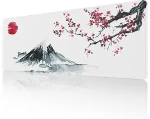 Japanese Cherry Blossom White Mouse Pad (31.5 × 11.8 × 0.12 inch) Extended Large Mouse Mat Desk Pad, Stitched Edges Mousepad,Non-Slip Rubber Base,Gaming Mouse Pad XL,Office & Home. Japanese Cherry Blossom White Mouse Pad (31.5 × 11.8 × 0.12 inch) Extended Large Mouse Mat Desk Pad, Stitched Edges Mousepad,Non-Slip Rubber Base,Gaming Mouse Pad XL,Office & Home.