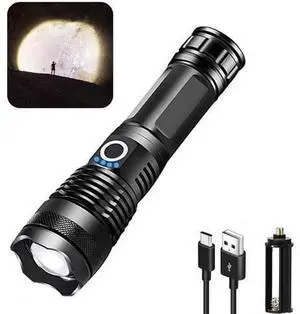 LED Flashlights, 10000 Lumen Super Bright Tactical Flashlight, Rechargeable Flash Light, 5 Modes Zoomable Waterproof Flash Lights for Emergency, Camping, Hiking, Outdoor, Home LED Flashlights, 10000 Lumen Super Bright Tactical Flashlight, Rechargeable Flash Light, 5 Modes Zoomable Waterproof Flash Lights for Emergency, Camping, Hiking, Outdoor, Home