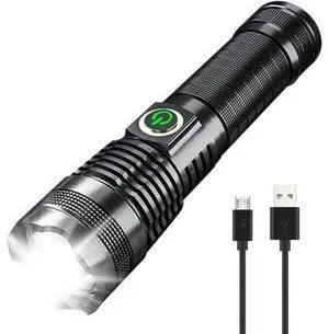 600000 Hign Lumen Handheld Flashlight Rechargeable LED Tactical Flashlight with 5 Modes Waterproof for Camping Hiking Outdoor Biking Emergency Self Defense 600000 Hign Lumen Handheld Flashlight Rechargeable LED Tactical Flashlight with 5 Modes Waterproof for Camping Hiking Outdoor Biking Emergency Self Defense