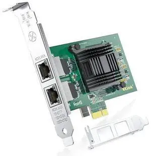 Dual Port NIC, Gigabit Ethernet Converged Network Server Adapter Card with Intel 82576 Controller Chip, Dual RJ45 Copper Ports, Compatible for Intel E1G42ET, PCI Express 2.1 X1 Dual Port NIC, Gigabit Ethernet Converged Network Server Adapter Card with Intel 82576 Controller Chip, Dual RJ45 Copper Ports, Compatible for Intel E1G42ET, PCI Express 2.1 X1