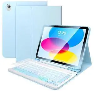 FGZZROU iPad 10th Generation Case with Keyboard, 10.9 Inch - 7-Color Backlit Detachable Wireless BT Keyboard Folio Protective Case with Pen Holder for New iPad 10th Generation 2022 (Blue) FGZZROU iPad 10th Generation Case with Keyboard, 10.9 Inch - 7-Color Backlit Detachable Wireless BT Keyboard Folio Protective Case with Pen Holder for New iPad 10th Generation 2022 (Blue)