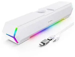 LENRUE G11 Computer Speakers for Desktop, Touch Lights PC Speakers with Surge Clear Sound, USB C/USB Powered for Computer Desktop PC Laptop Monitor (White) LENRUE G11 Computer Speakers for Desktop, Touch Lights PC Speakers with Surge Clear Sound, USB C/USB Powered for Computer Desktop PC Laptop Monitor (White)