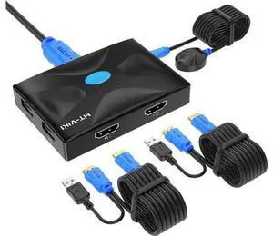 HDMI KVM Switch 2 Port, MT-VIKI 4K@30Hz KVM Switch for 2 Computers Share Keyboard Mouse and One Monitor +2 HDMI KVM Cables + 1 Wire-Desktop Controller HDMI KVM Switch 2 Port, MT-VIKI 4K@30Hz KVM Switch for 2 Computers Share Keyboard Mouse and One Monitor +2 HDMI KVM Cables + 1 Wire-Desktop Controller