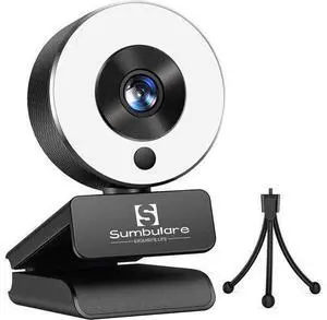 2K Ultra HD Streaming Webcam, sumbulare Webcam with Microphone, Adjustable Ring Light and Tripod, Plug and Play Web Camera, Autofocus AF PC Mac Video Cam for Online Learning, Zoom Meeting Skype Teams 2K Ultra HD Streaming Webcam, sumbulare Webcam with Microphone, Adjustable Ring Light and Tripod, Plug and Play Web Camera, Autofocus AF PC Mac Video Cam for Online Learning, Zoom Meeting Skype Teams