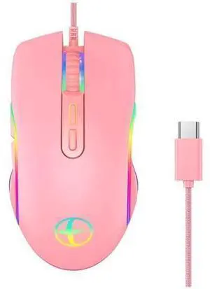 3200 DPI USB C Gaming Mouse Computer Wried Optical Mice for PC Gamer RGB 4 Backlight Breathing LED, Pink Type-C Model 3200 DPI USB C Gaming Mouse Computer Wried Optical Mice for PC Gamer RGB 4 Backlight Breathing LED, Pink Type-C Model