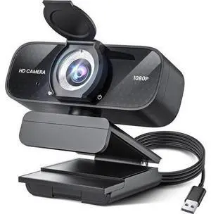 Full HD 1080P Webcam with Built-in Mic Wide Angle & Auto Focus Privacy Cover for PC/Laptop Plug & Play USB Camera Black Full HD 1080P Webcam with Built-in Mic Wide Angle & Auto Focus Privacy Cover for PC/Laptop Plug & Play USB Camera Black