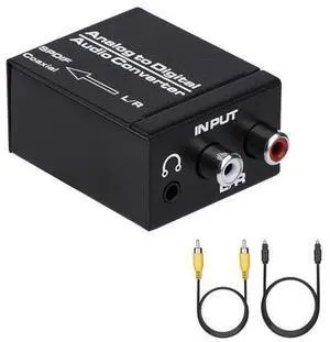 Analog to Digital Audio Converter, R/L RCA 3.5mm AUX to Digital Coaxial Toslink Optical Audio Adapter with Optical Cable, Coaxial Cable Analog to Digital Audio Converter, R/L RCA 3.5mm AUX to Digital Coaxial Toslink Optical Audio Adapter with Optical Cable, Coaxial Cable