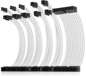 Asiahorse 16AWG Pro Power Supply Sleeved Cable for Power Supply Extension Cable Wire Kit 1x24-PIN/ 2x8-PORT (4+4) M/B,3x8-PORT (6+2) PCI-E 30cm Length with Combs(Dual EPS White) Asiahorse 16AWG Pro Power Supply Sleeved Cable for Power Supply Extension Cable Wire Kit 1x24-PIN/ 2x8-PORT (4+4) M/B,3x8-PORT (6+2) PCI-E 30cm Length with Combs(Dual EPS White)