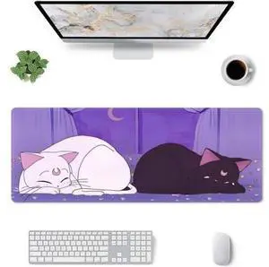 Anime Kawaii Gaming Mouse Pad Cute Cat Large Desk Mat XL Lavender Purple Extended Mousepad Gaming Desktop Mat Laptop Keyboard Mouse Mat Desk Pad 31.5x11.8in Non-Slip Rubber Base with Stitched Edges Anime Kawaii Gaming Mouse Pad Cute Cat Large Desk Mat XL Lavender Purple Extended Mousepad Gaming Desktop Mat Laptop Keyboard Mouse Mat Desk Pad 31.5x11.8in Non-Slip Rubber Base with Stitched Edges