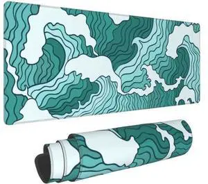Japanese Green and White Wave Gaming Mouse Pad XL Non Slip Rubber Base Mousepad Stitched Edges Desk Pad Extended Large Mice Pad 31.5 X 11.8 Inch Japanese Green and White Wave Gaming Mouse Pad XL Non Slip Rubber Base Mousepad Stitched Edges Desk Pad Extended Large Mice Pad 31.5 X 11.8 Inch