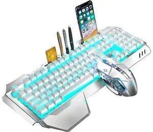 Wireless Gaming Keyboard and Mouse,Rainbow Backlit Rechargeable Keyboard Mouse with 3800mAh Battery Metal Panel,Removable Hand Rest Mechanical Feel Keyboard and 7 Color Gaming Mute Mouse for PC Gamers Wireless Gaming Keyboard and Mouse,Rainbow Backlit Rechargeable Keyboard Mouse with 3800mAh Battery Metal Panel,Removable Hand Rest Mechanical Feel Keyboard and 7 Color Gaming Mute Mouse for PC Gamers