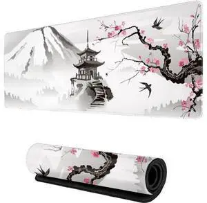 Japanese Cherry Blossom White Gaming Mouse Pad XL Extended Large Mouse Mat Desk Pad Stitched Edges Mousepad Long Nonslip Rubber Base Mice Pad 31.5 X 11.8 Inch Japanese Cherry Blossom White Gaming Mouse Pad XL Extended Large Mouse Mat Desk Pad Stitched Edges Mousepad Long Nonslip Rubber Base Mice Pad 31.5 X 11.8 Inch