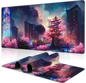 Japanese Fantasy Night City Desk Mat Large Beautiful Night Scene Gaming Keyboard Mouse Pad Non-Slip Rubber Base Desk Pad Thick Stitched Edges Waterproof Mousepad Mouse Mat 31.5x11.8 Japanese Fantasy Night City Desk Mat Large Beautiful Night Scene Gaming Keyboard Mouse Pad Non-Slip Rubber Base Desk Pad Thick Stitched Edges Waterproof Mousepad Mouse Mat 31.5x11.8