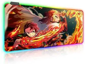 RGB Anime Mouse Pad Tanjiro and Rengoku Sword Custom Mousepad with LED Light Edges & Non-Slip Rubber Base Laptop Desk Pad Computer Keyboard and Mice Pads Mat 31.5X15.7 RGB Anime Mouse Pad Tanjiro and Rengoku Sword Custom Mousepad with LED Light Edges & Non-Slip Rubber Base Laptop Desk Pad Computer Keyboard and Mice Pads Mat 31.5X15.7